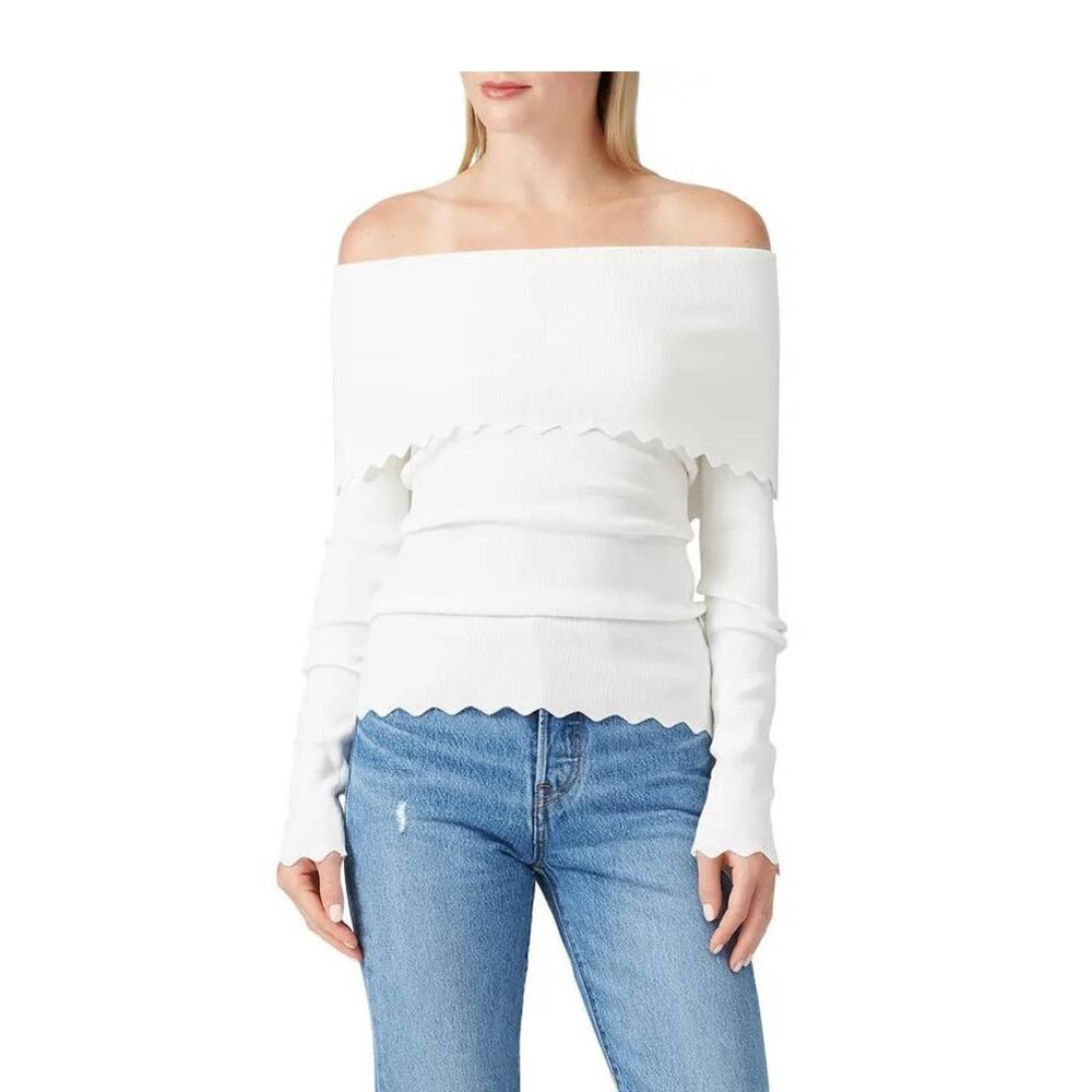 Milly Foldover Scallop Sweater S